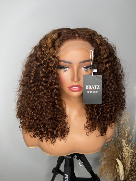 Pixie curly highlight glueless wig