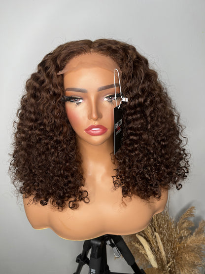 Pixie curly brown glueless wig