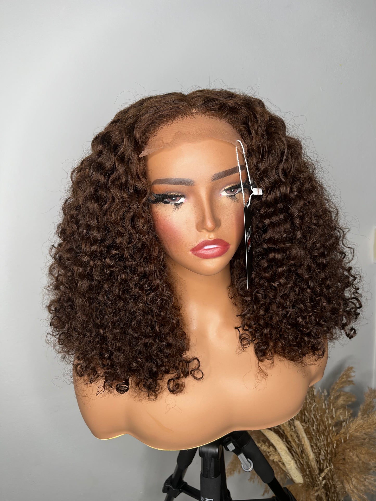 Pixie curly brown glueless wig