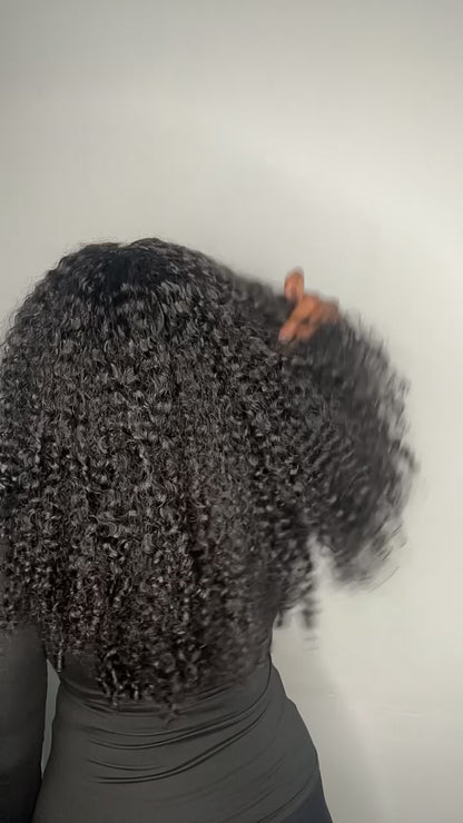 Black pixie curls frontal wig