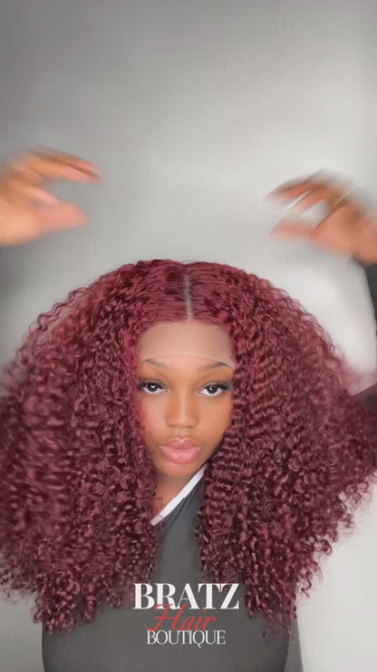 Cherry pixie curly frontal wig