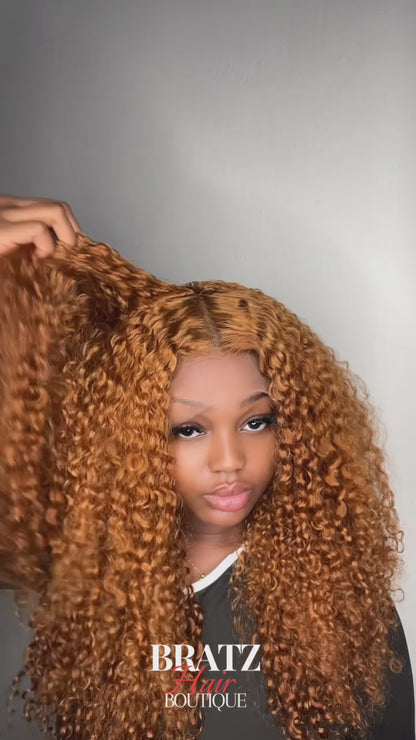 Honey pixie curly frontal wig