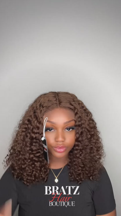 Pixie curly brown glueless wig